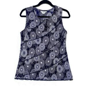 Christopher and Banks Sleeveless Top Women's Medium Pullover Blue and White